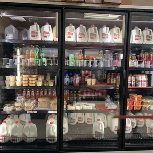 One of the three cases they have, this one's full of drinks like milk soda and sandwiches