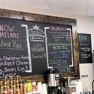 Bakery half of menu