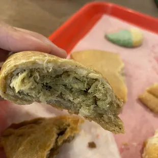 Green chicken empanada was bomb. The chicken was seasoned so well, it just worked amazingly.