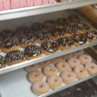 food, donuts, dough desserts