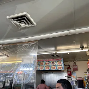 the ceiling of a restaurant