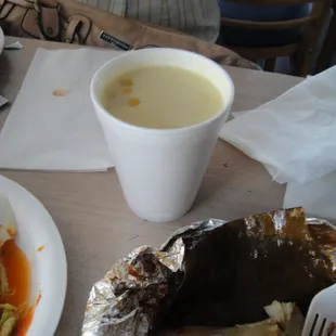 my FAVORITE: atol de elote (hot corn drink)
