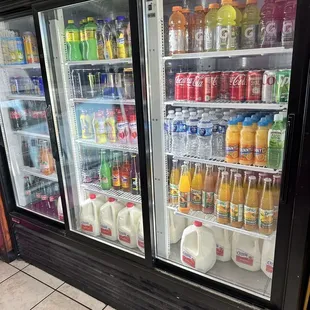 a cold beverage display