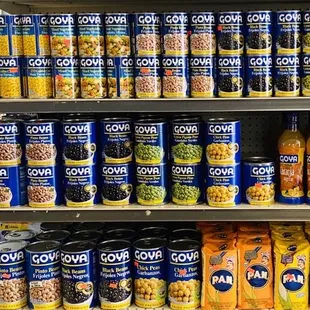 Goya products. White hominy Beans Marinade Others