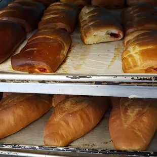 a rack of bread rolls