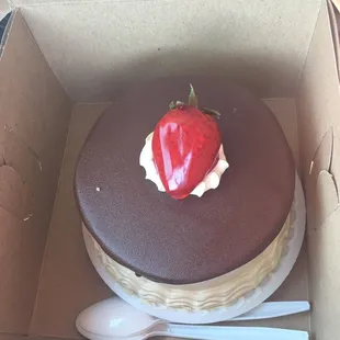 $5.00 + Tax.  Tres Leches Cake with Strawberries.