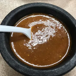 a spoon in a bowl