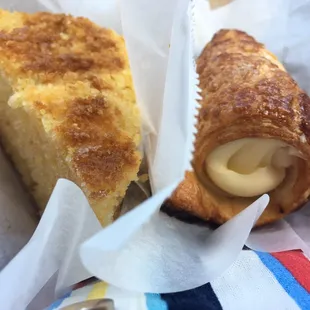 Sweet corn bread cake. And pastry with cheese