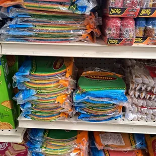 Colorful wafer cookies shaped like tortillas