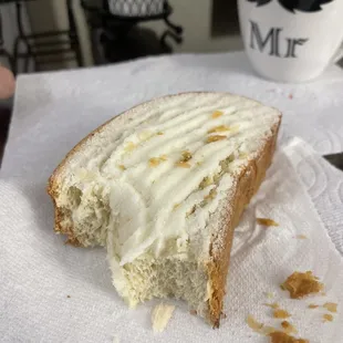 a half eaten sandwich