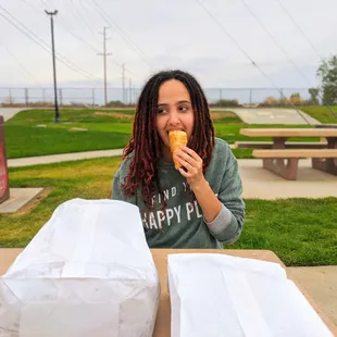 See this smile? It's from the baked goods I got from the Panderia! Picked up two bags of fresh bread.