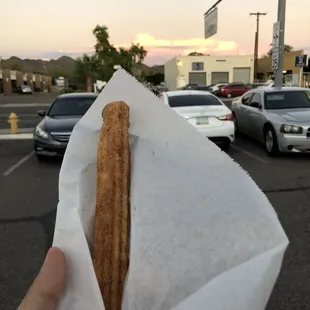 a person holding a hot dog