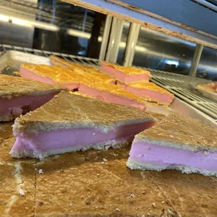 a variety of desserts on display