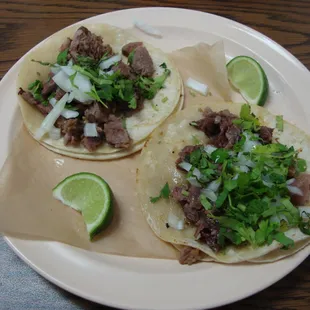 First round order of Cabesa and Lengua Taco from Panaderia Mexican Food Taqueria Chapala March 30th 2013 visit.