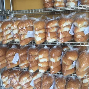 a rack of bread rolls