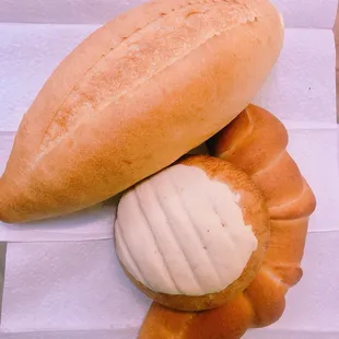 a loaf of bread and a pastry