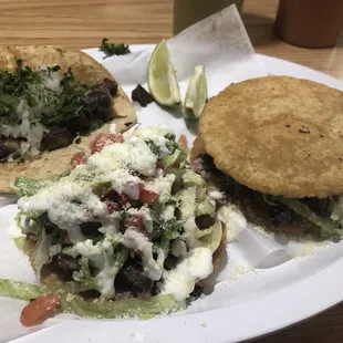 One Taco de Lengua, One Sope de Cabeza, and One gordita de Lengua!