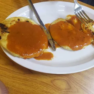 Pupusa - Loroco y Queso (loroco and cheese) Pupusa - Espinaca y Queso (spinach and cheese)