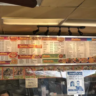 the menu of a mexican restaurant