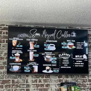 Menu, coffee, Mexican, iced coffee, drink