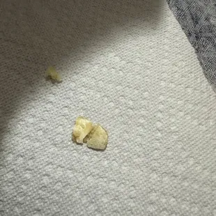a banana peel on a white towel