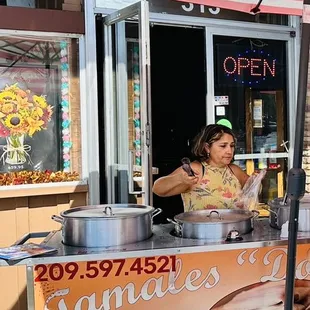 a woman selling food