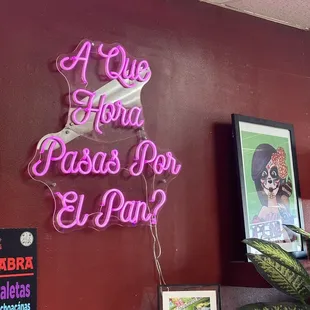 a pink neon sign