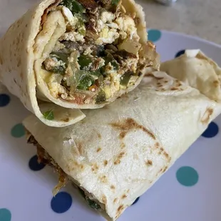 Mexicana Breakfast Burrito $3.75  Yum. Hot too!