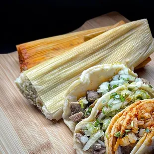 Chicken and beef tamales!