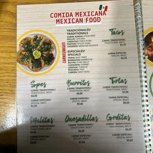 menu