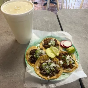 Two carne asada tacos &amp; 2 Al Pastor