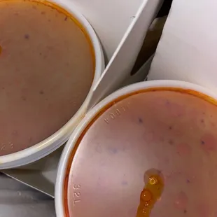 two bowls of soup
