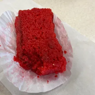 a piece of red velvet cake