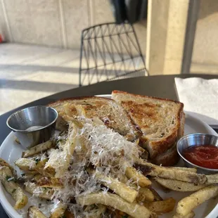 Grilled cheese with parm fries yummy