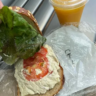 Chicken Salad Sandwich and Fresh Orange Juice
