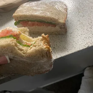 a sandwich cut in half