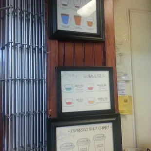 a coffee shop's menu