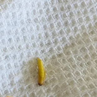 a banana peel on a table cloth