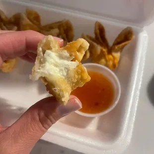 Inside Crab Cheese Wonton