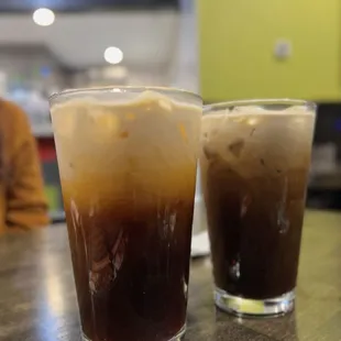 Thai Thai Iced Tea (L), and Thai Iced Coffee (R)