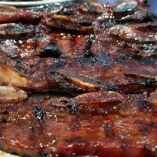 a large plate of ribs