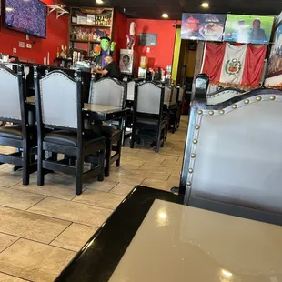 tables and chairs in a restaurant