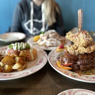 two plates of food on a table