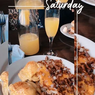 Sausage Patties Egg Benedict Loaded Hashbrowns Mimosa