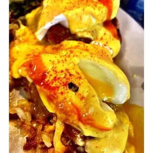 St.Patrick's Day Breakfast! Corned Beef Eggs Benedict! Pretty Good!   Pancake Cafe. (Broadway st/Grace St) Breakfast Branch Bar.Cool!