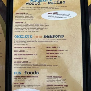 Menu as of July 2023