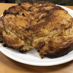Apple pancake w/cinnamon. Order this first because it takes 20 mins to make! This is a fluffy pancake &amp; a specialty.