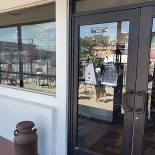 the entrance to the restaurant