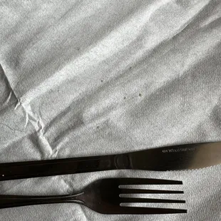 When I opened up the napkin it had food particles in it .