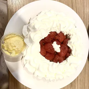 Waffle w/ strawberry and cream